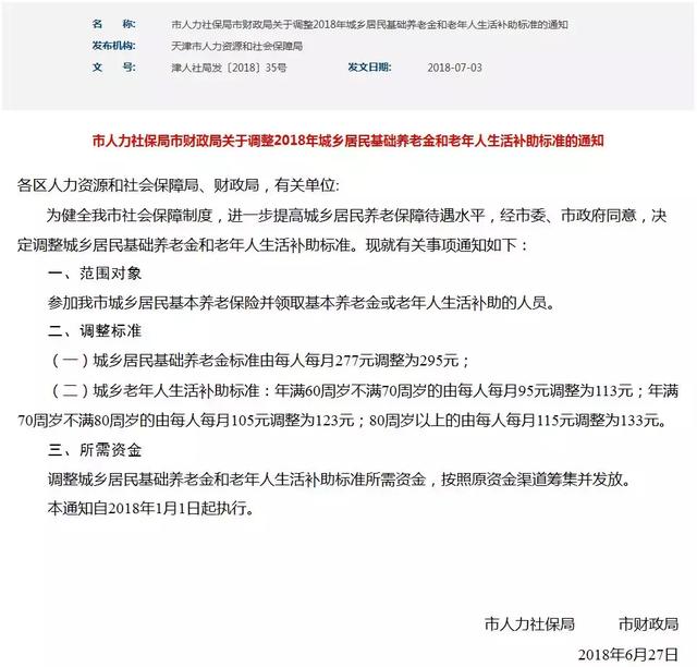 “提醒”天津居民养老金和老年人生活补助都涨了!